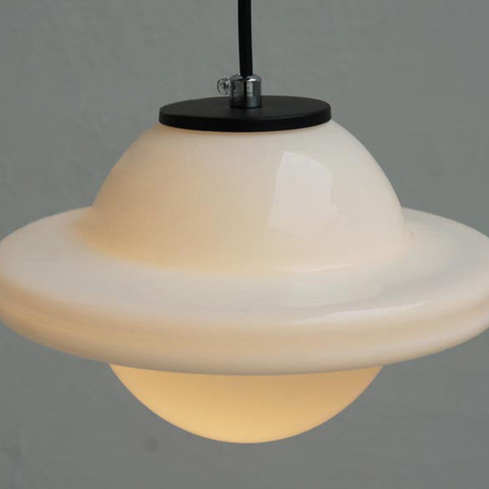 Vintage White Milk Glass Geometric Jar Pendant Light G96