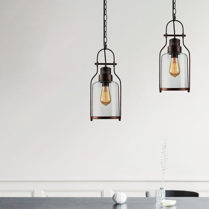 Industrial Vintage Iron Glass Jar 1-Light Pendant Light G30