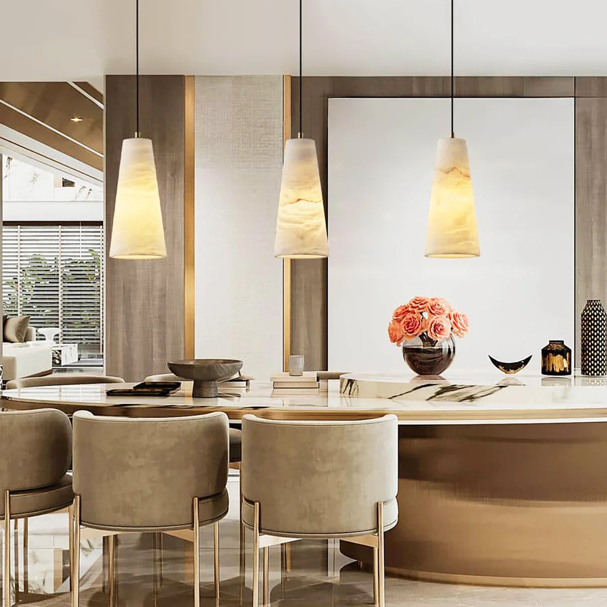 Aurora Pillar Alabaster Pendant Light T2171