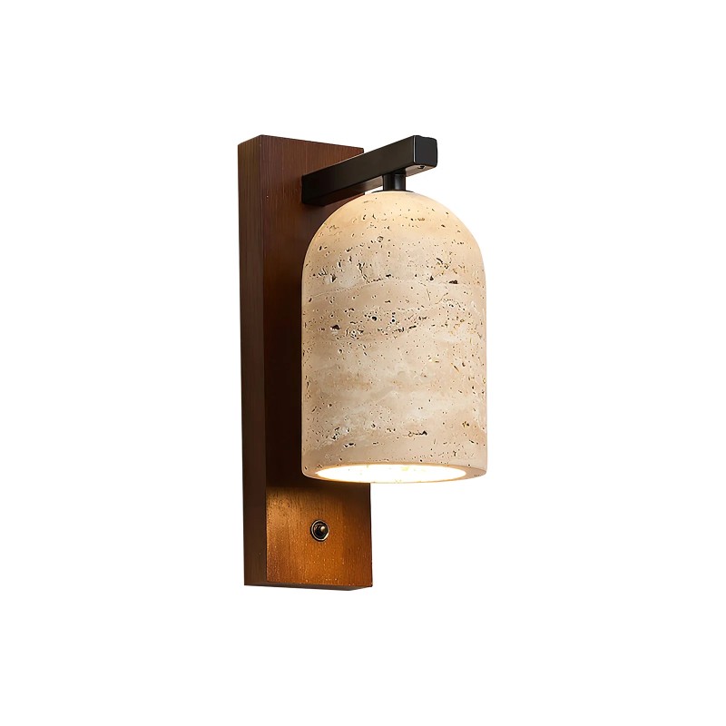 Natural Walnut Travertine Bell Wall Sconce for Living Room S318