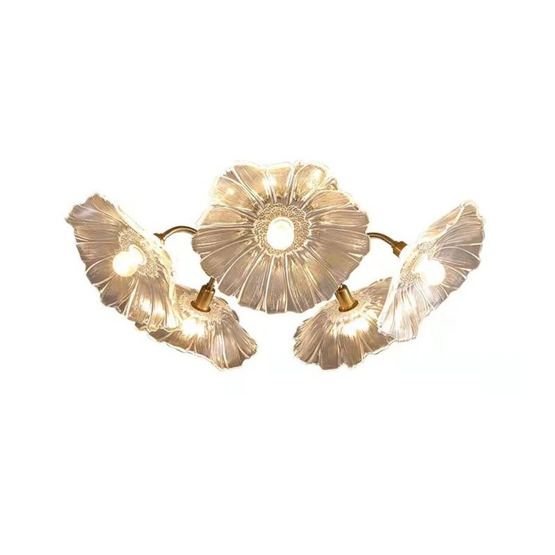 Lotus Leaf Glass Ceiling Lamp for Living Room