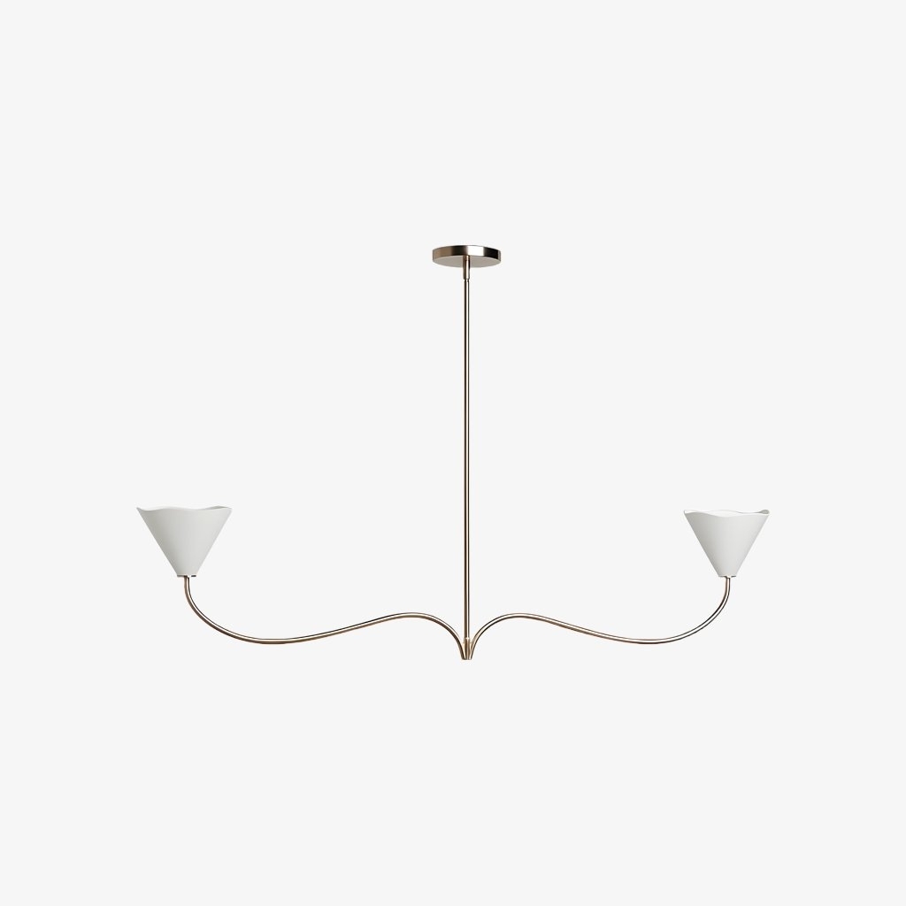 Kysara Linear Chandelier - Curved Lamp Arms and Fabric Shades are Suitable for Living Rooms or Dining Rooms T706