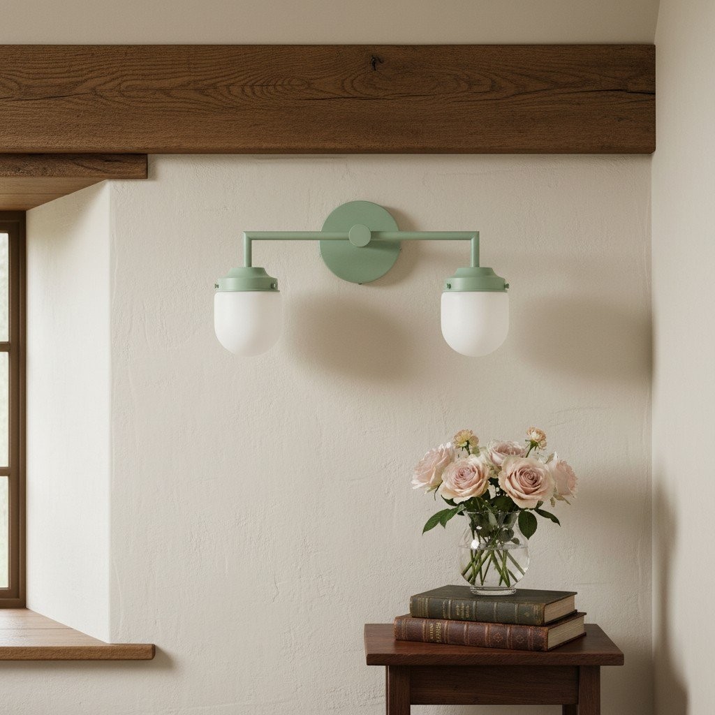 Opalume Glass Double Vanity Light - Vintage Style Bathroom Double Wall Lighting T303
