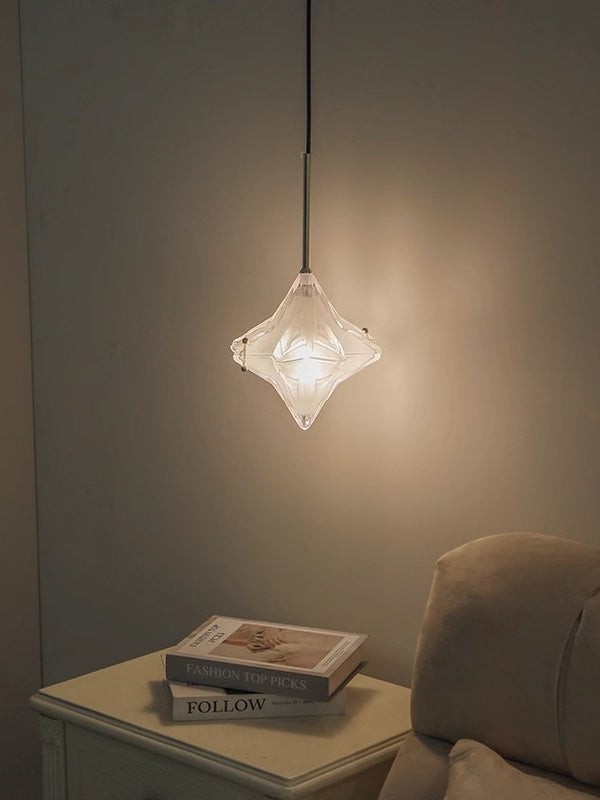 Art Deco Astris Elara Star Pendant Light - Frosted Glass Pendant with Geometric Style T434