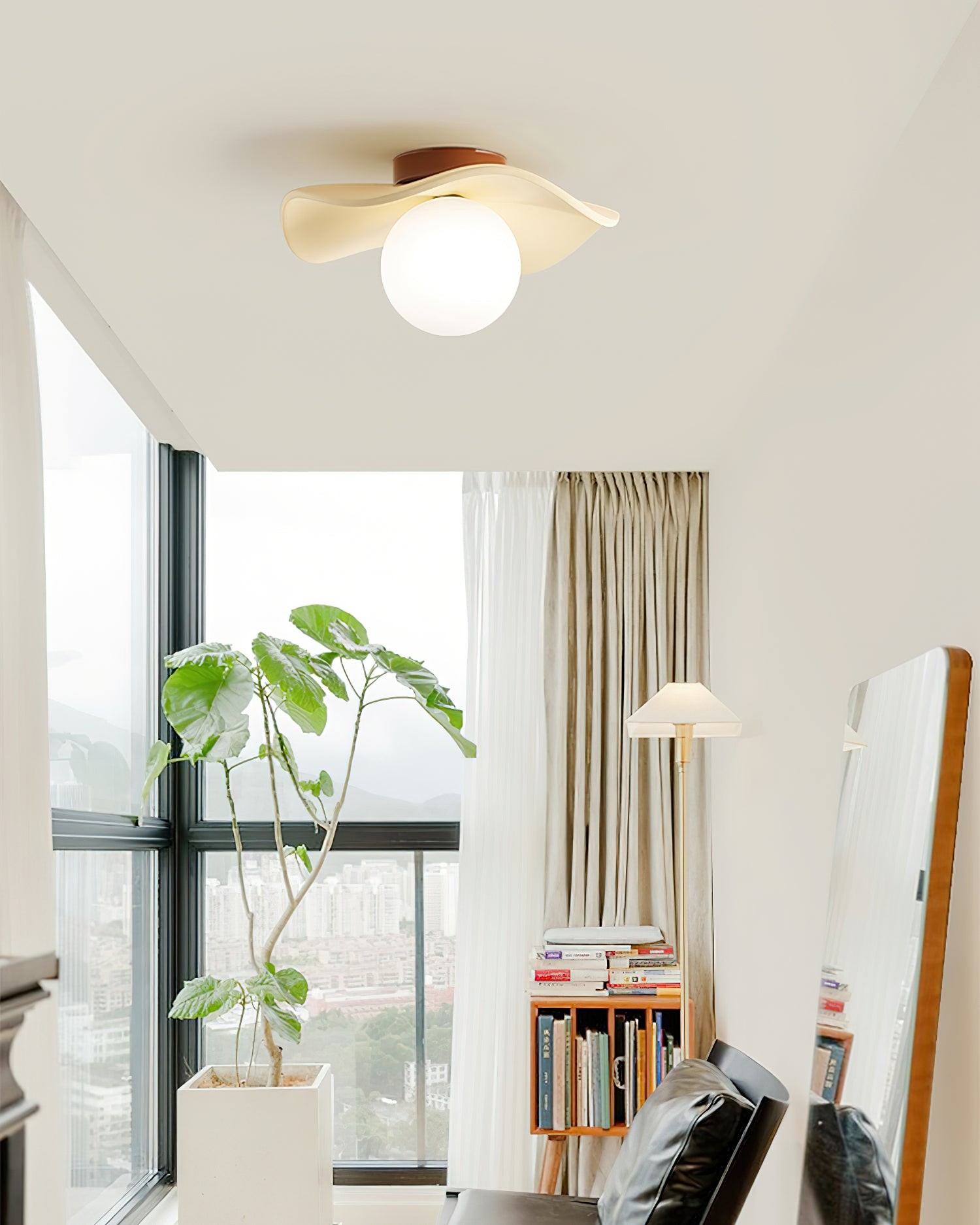 Ruffled Wood Grain Ceiling Light P021