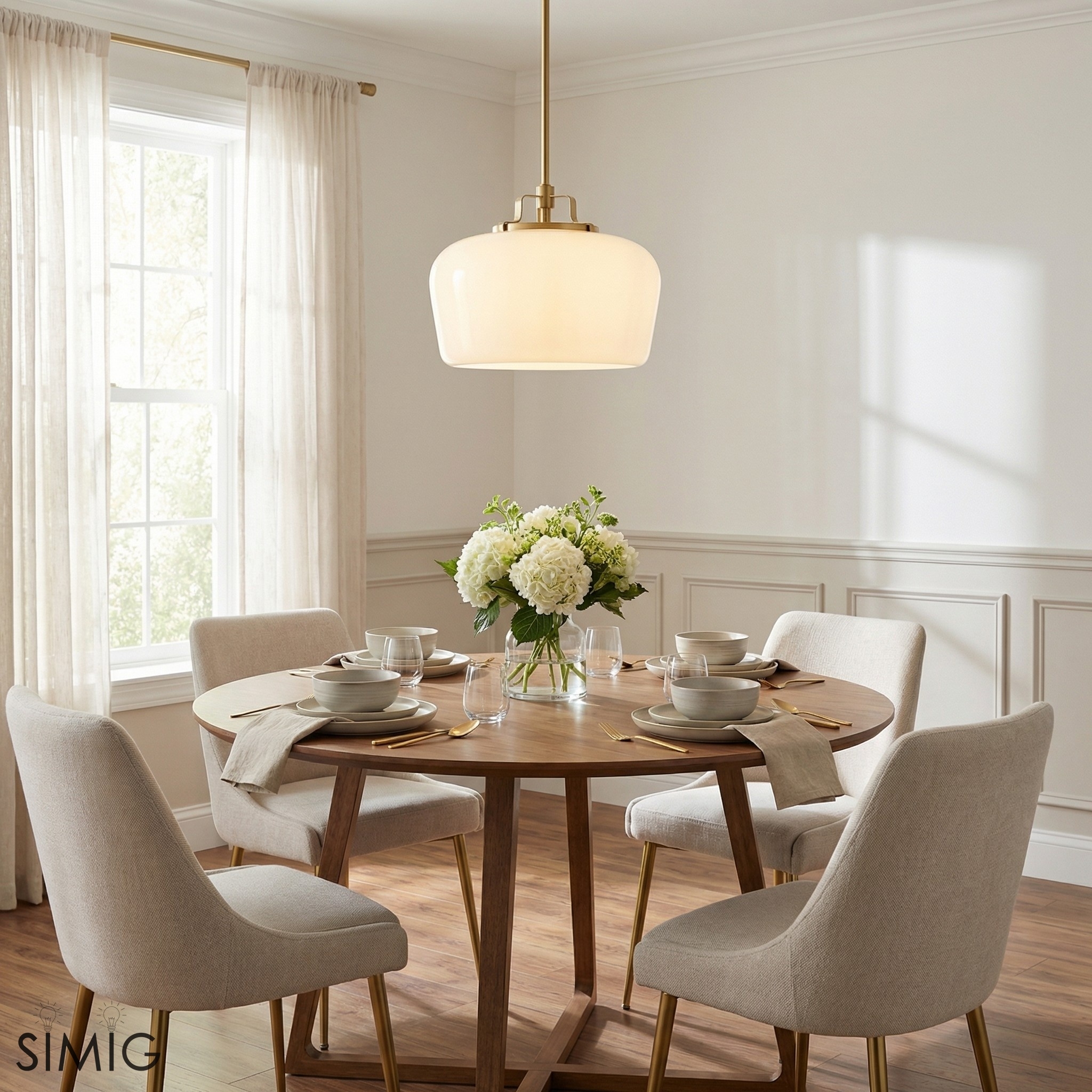 Lirra Opal Glass Pendant Light - Modern Adjustable Metal Drop for Kitchen and Dining T774