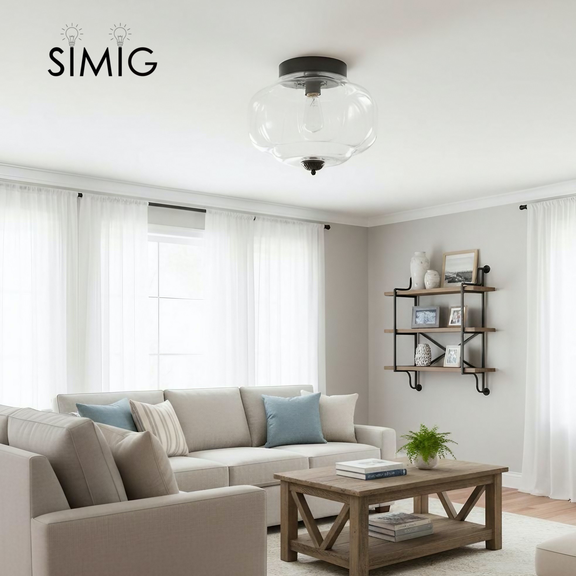 Eloise Ceiling Light - Elegant Retro Brass Ceiling Light for Living Room G55