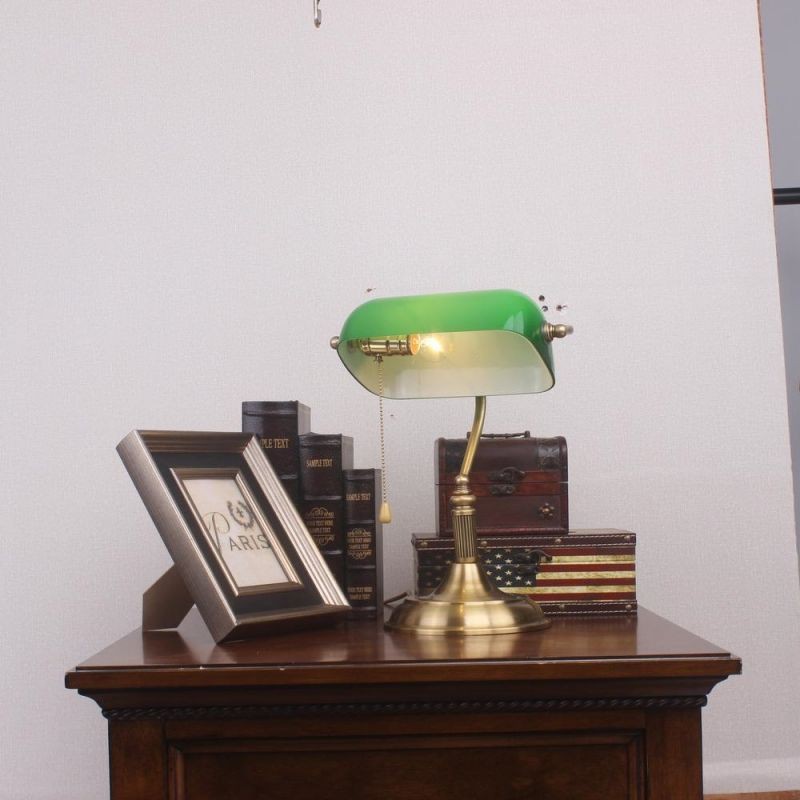 Classic Green Glass Bankers Table Lamp