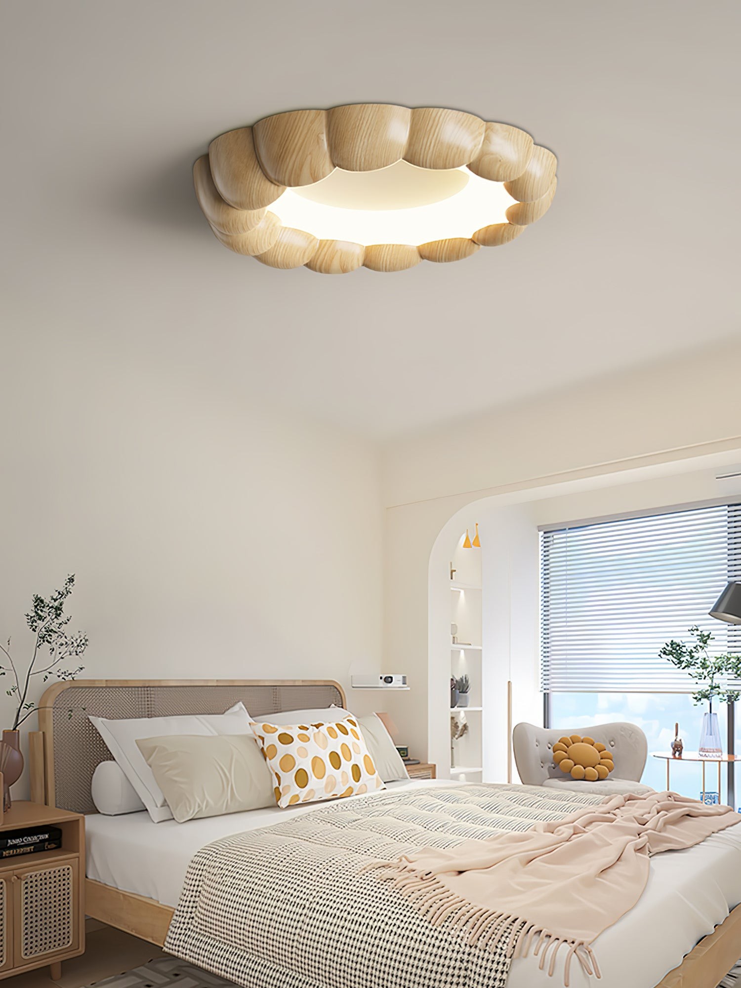 Faux Wood Ripple Ceiling Lamp M456