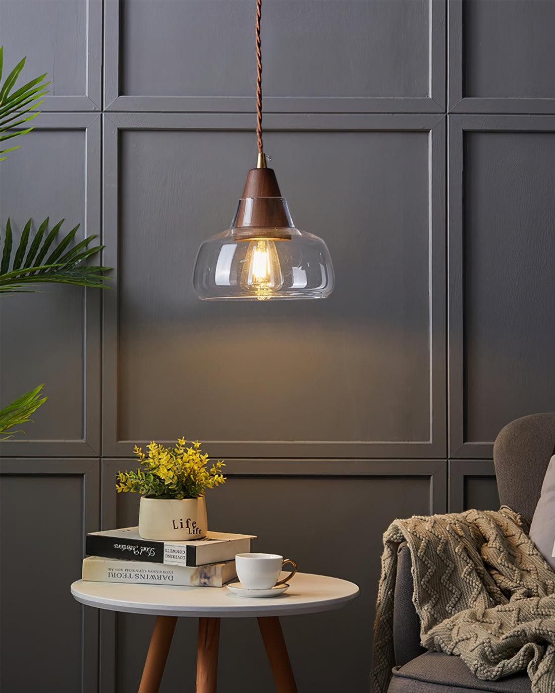 Walnut Glass Pendant Lamp M200