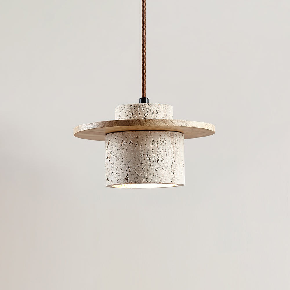 Elegant Textured Cylindra Stone Pendant Lamp G11