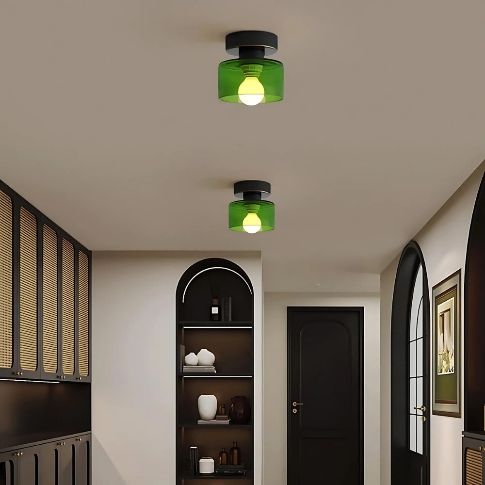 Morandi Cylinder Glass Ceiling Light – Colorful Touch For Hallway Spaces S216
