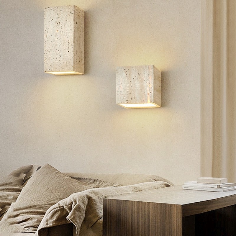Modern Waterproof Travertine Square Wall Light for Corridors S308