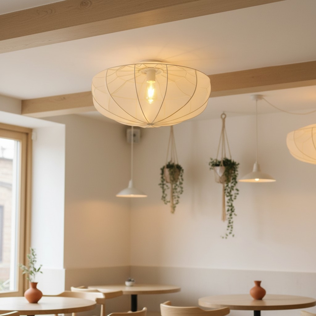 Lumifil Draped Mesh Ceiling Light - Boho Rustic Textured Shade Lamp for Living Room or Bedroom T767
