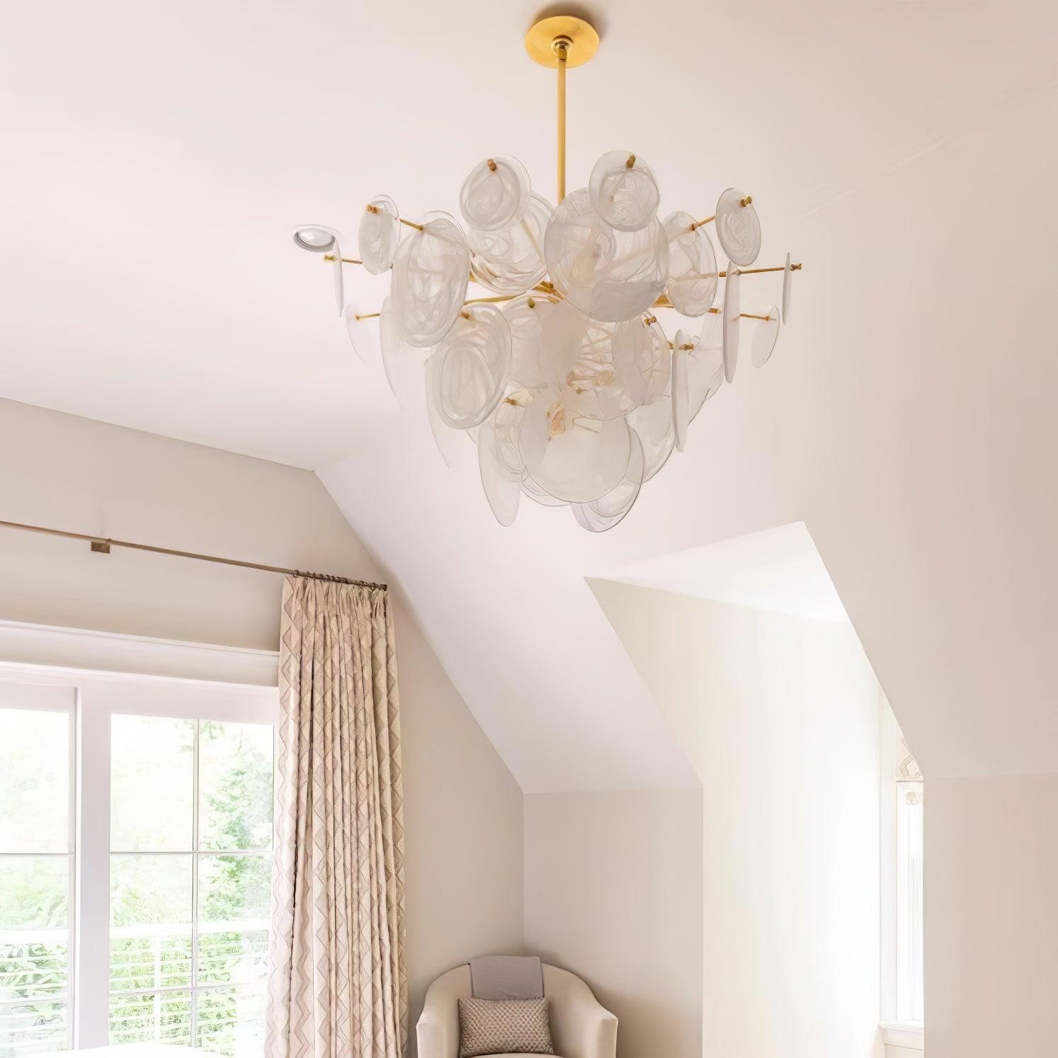 Brass Discs Cascading Chandelier M471