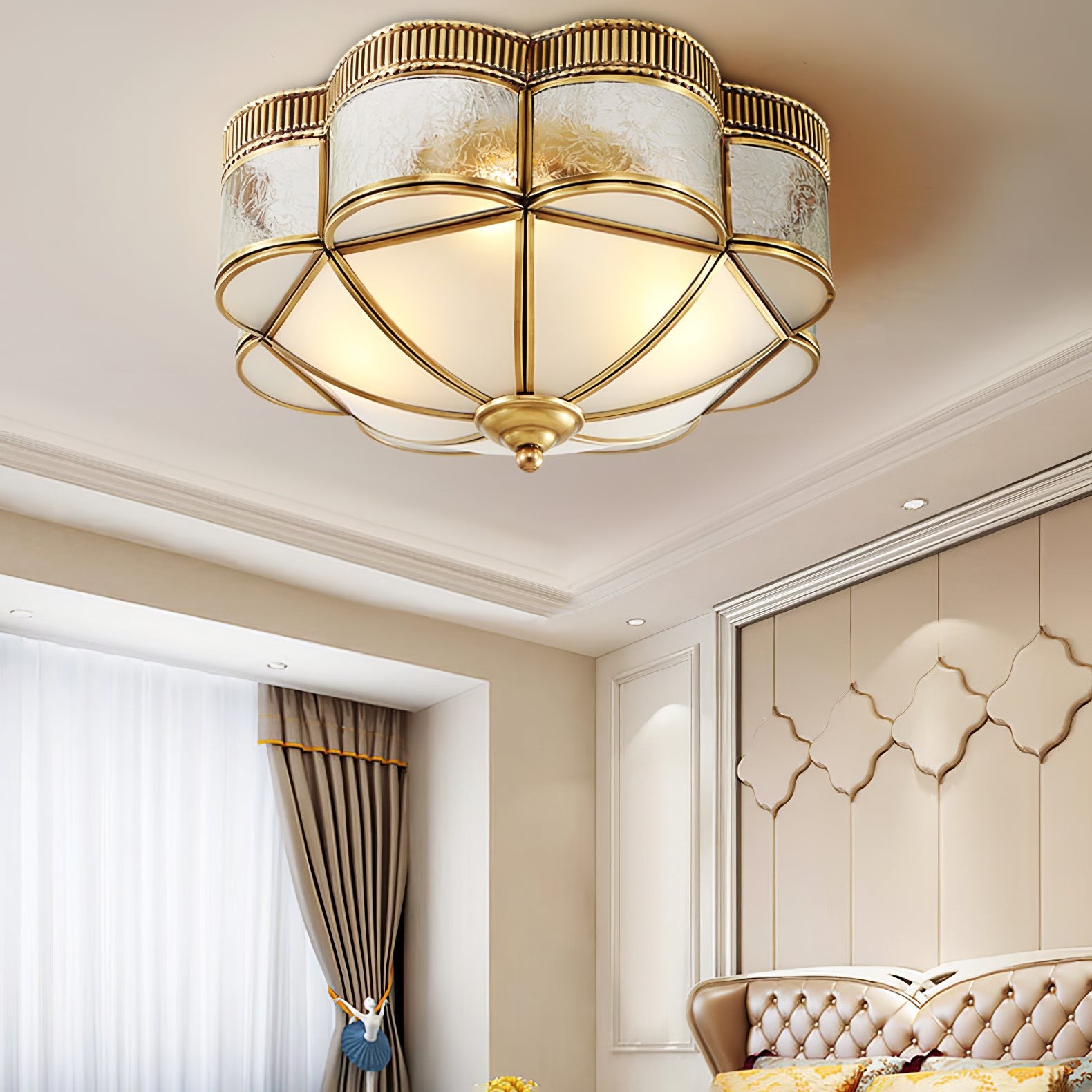 Brass Domed Flush Ceiling Lamp M470