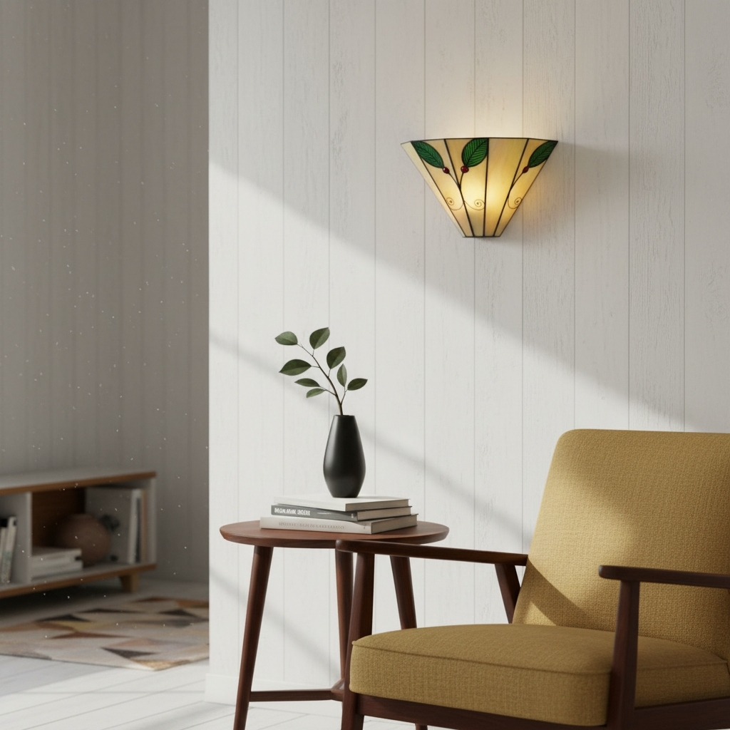 TiffStar Art Nouveau Leaf Motif Tiffany Wall Sconce - Vintage Inspired Accent Lighting for Hallway and Living Room T821