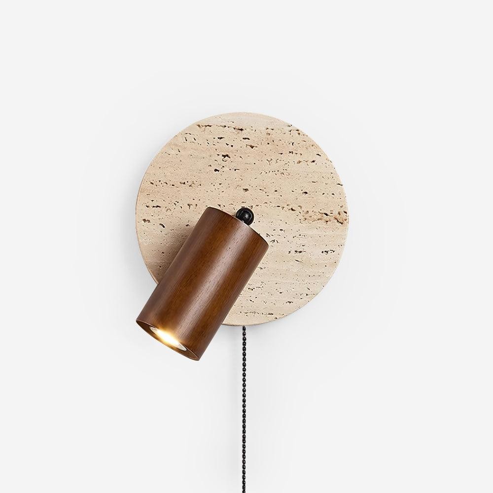 Travertine Round Wall Lamp - Vintage Style for Bedroom M257