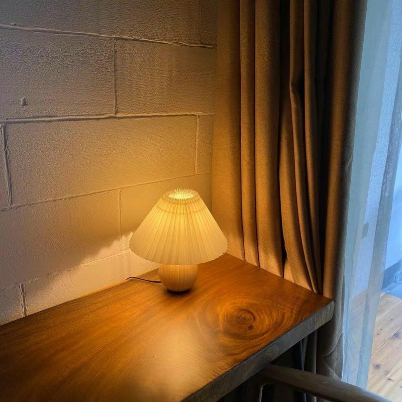 Modern Pleated Table Lamp Beside Lamp