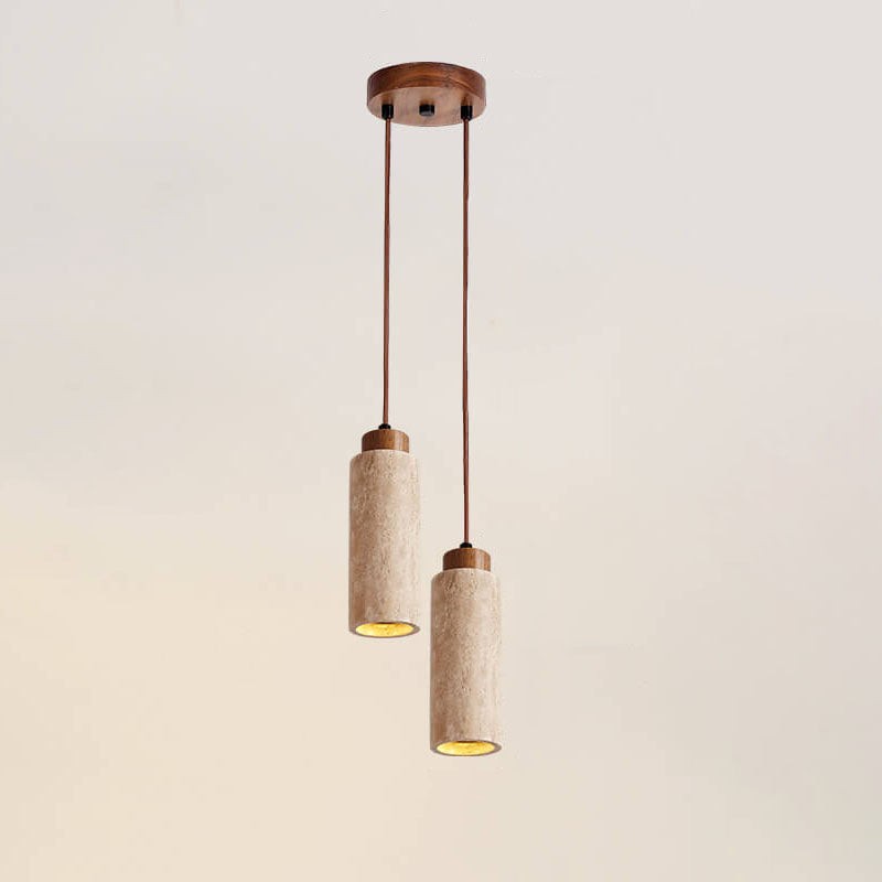 Wabi Sabi Solid Wood Stone Pendant Light G32