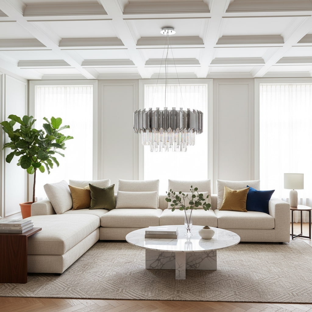Virelia Contemporary Crystal Pendant Light - Layered Crystal Shade Ceiling Fixture for Dining or Living Room T836