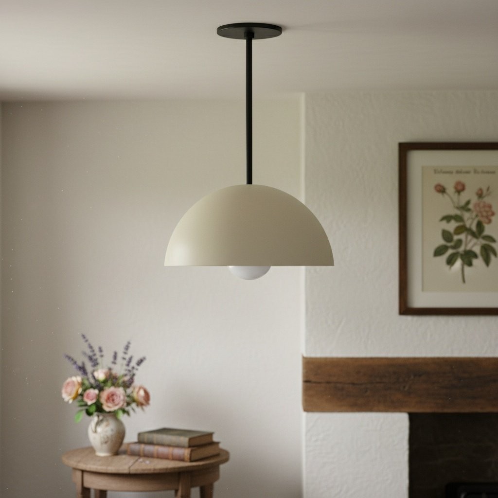 Metio Dome Neutral Dome Pendant - Modern Metal Accent Lighting T381