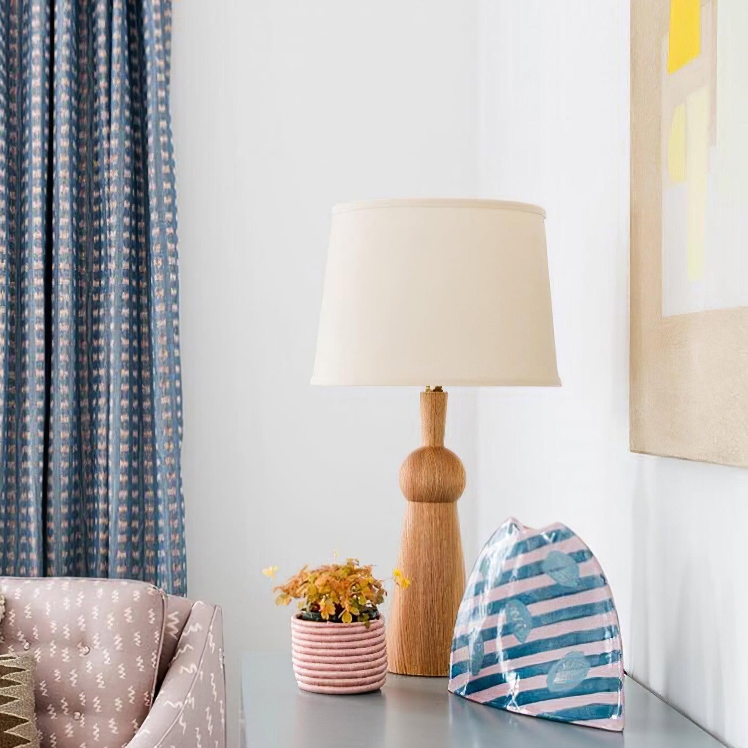Nordic Retro Solid Wood Fabric Table Lamp M572