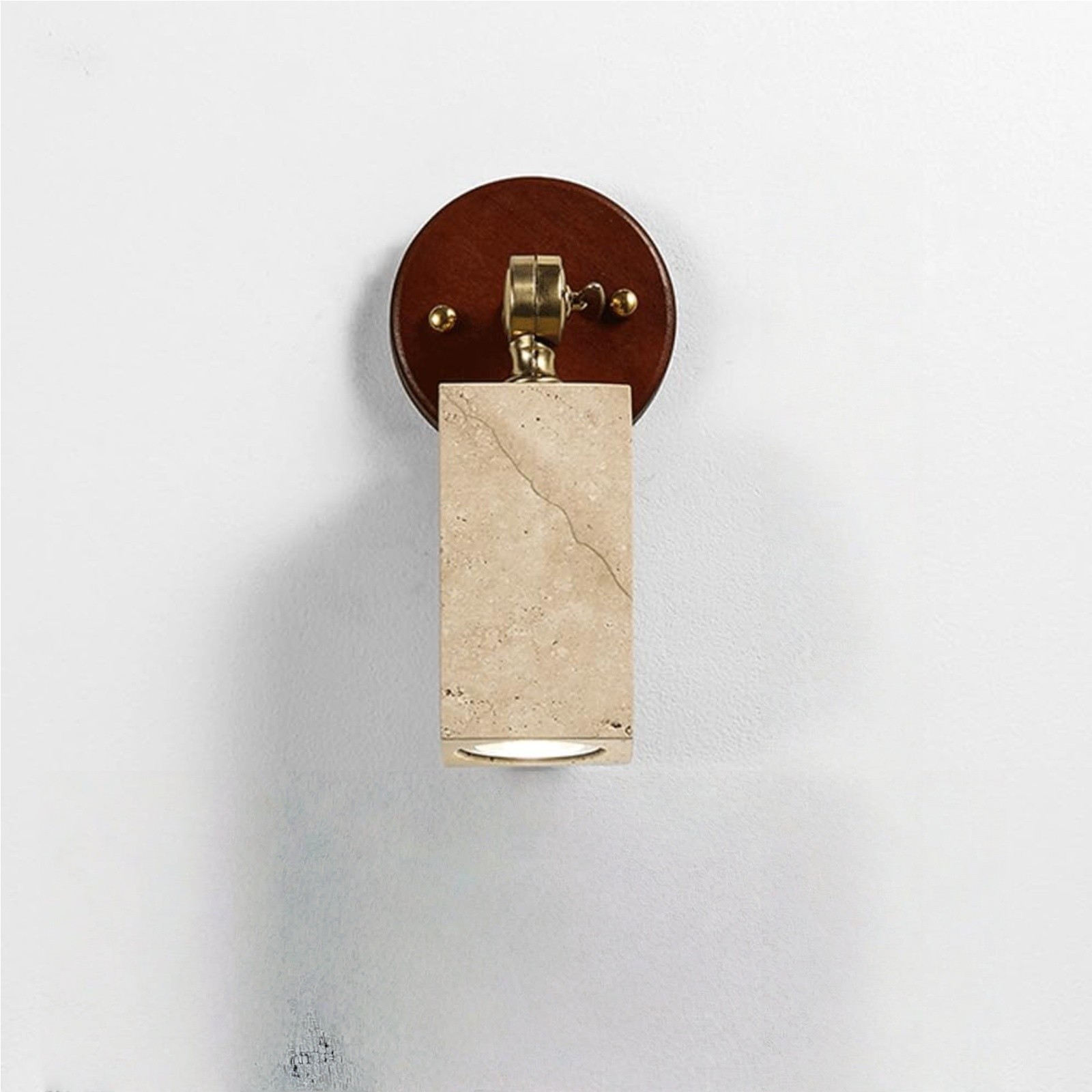 Travertine And Wood Wall Sconce – Rectangular Or Cylindrical Design S320