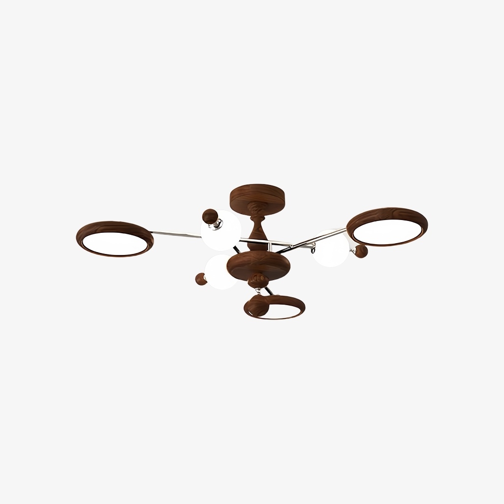 Elegant Walnut Branch Ceiling Lamp - Retro LED Light for Living Room S389