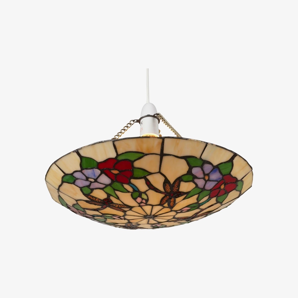 TF Butterfly Pendant Lamp - Decorative Stained Glass Pendant Light for Bedroom or Entryway T832