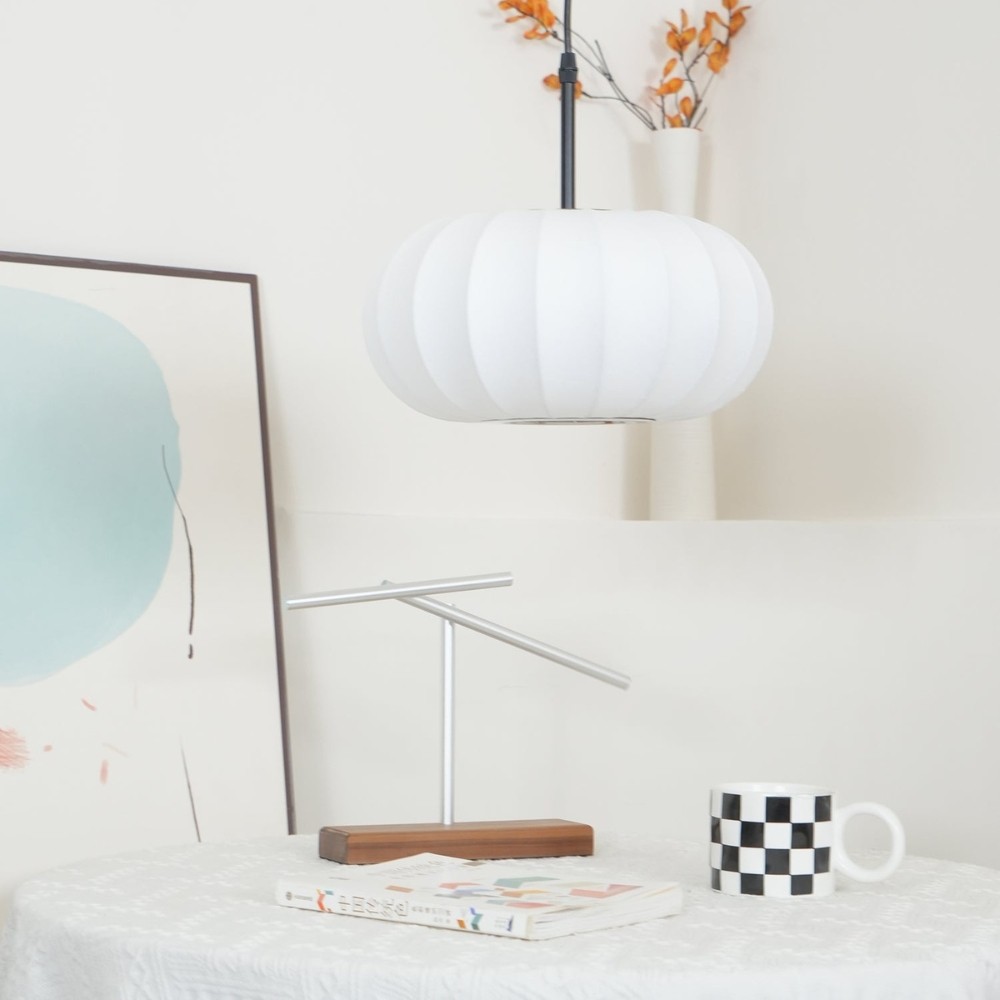 Simple Wabi-sabi White Lantern Fabric Pendant Lamp M06