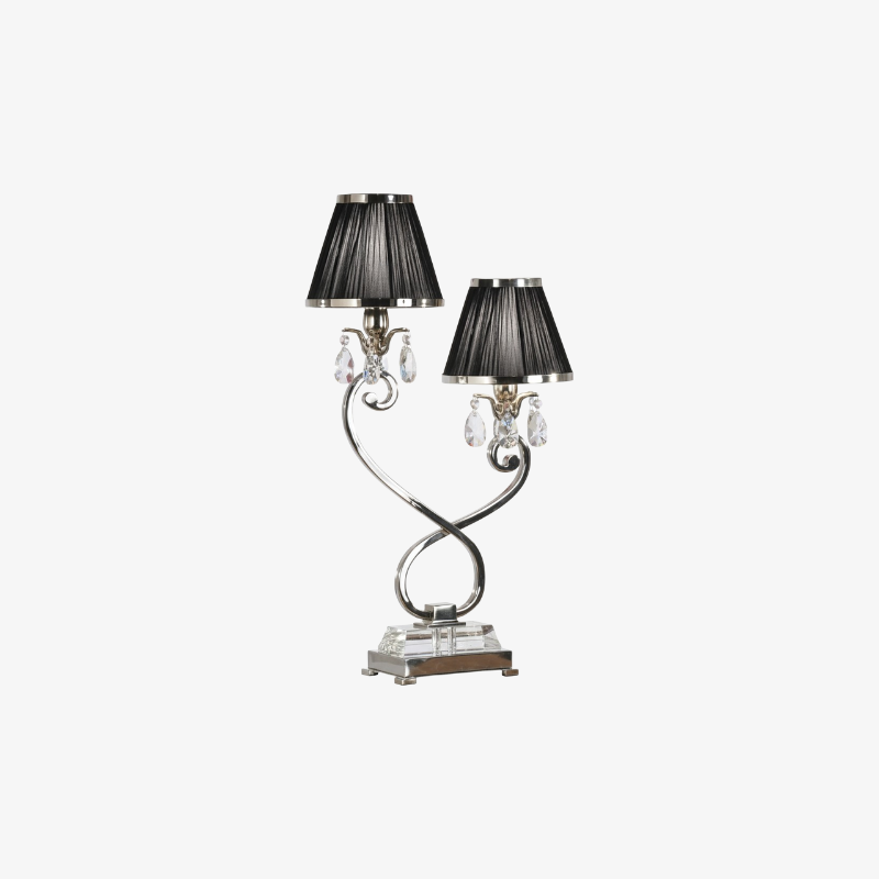 Talonis Double Table Lamp - Dual Shades and Metal Base for Bedroom and Living Room T941