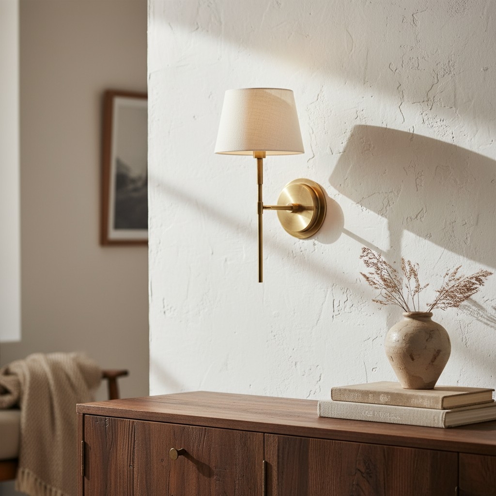 Cremaris Metal Wall Light with Fabric Shade - Timeless Sconce for Interior Lighting T1017