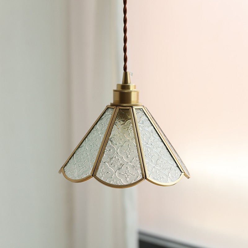 Japanese Vintage Begonia Glass Pendant Light
