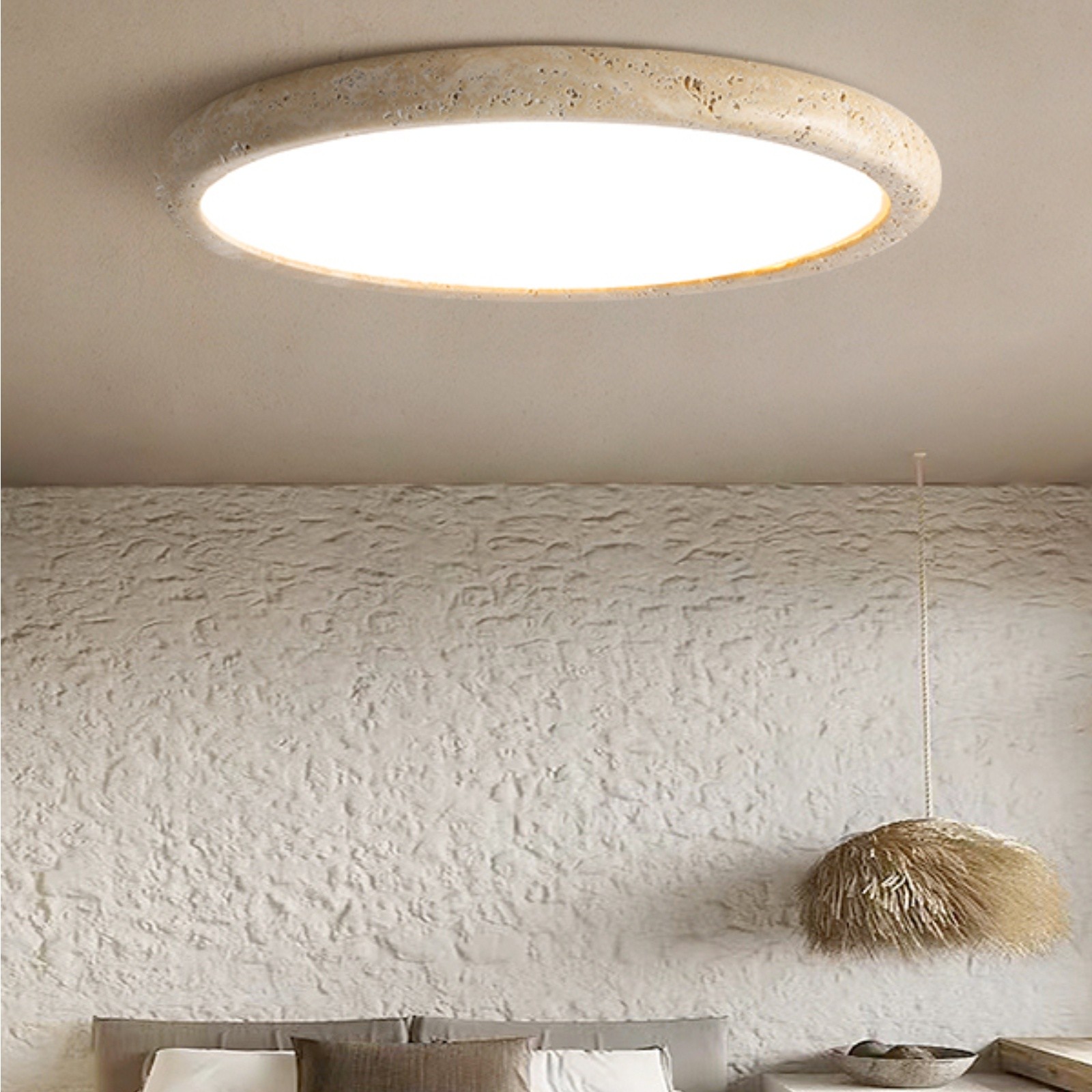 Travertine Disc Flush Mount Ceiling Light - Minimalist Design  Lighting S289
