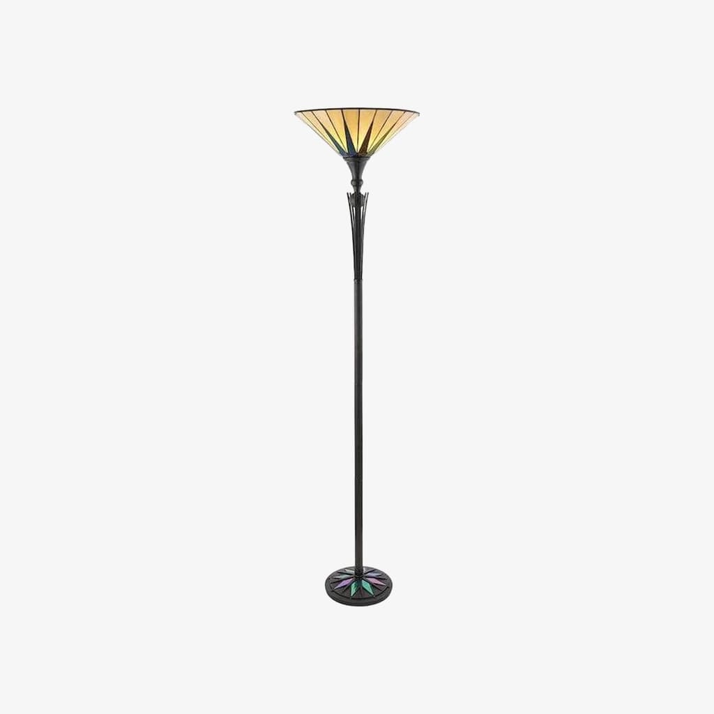 TF Dark Star Stained Glass Star Pattern Floor Lamp - Tiffany Style Uplighter for Living Rooms T1026