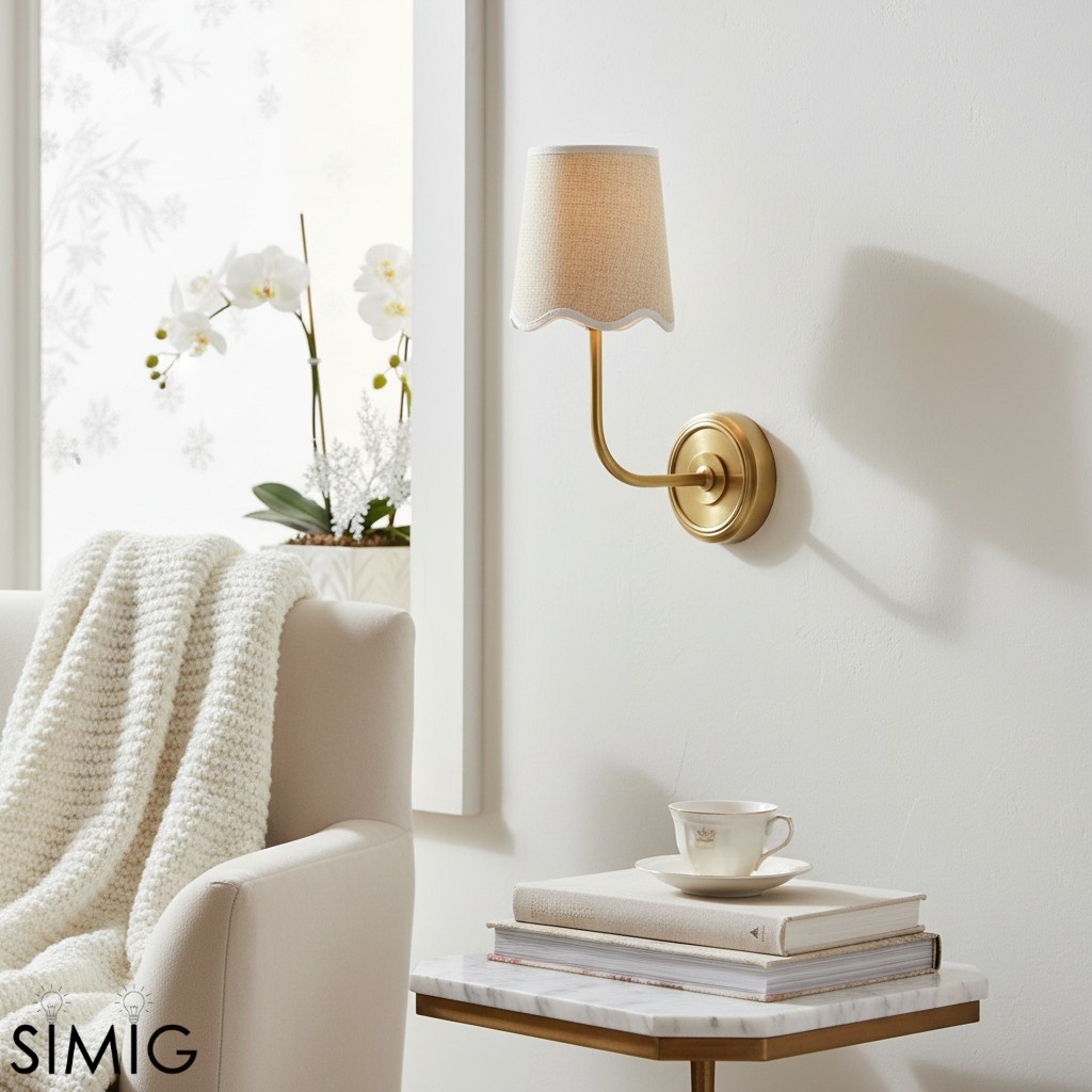 Glissum Curved Arm Fabric Wall Lamp - Modern Style for Entryway T524