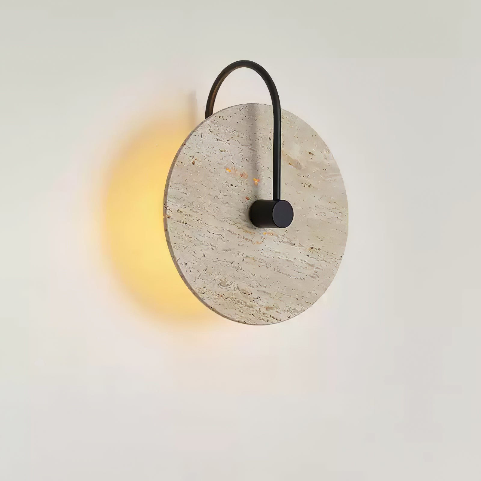 Simple Clock-Shaped Travertine Wall Lamp M509