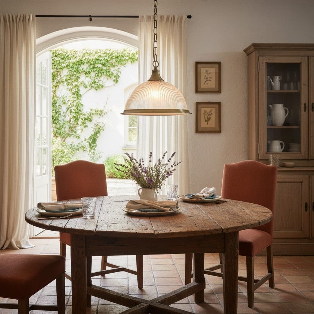 TF Vintora Ribbed Glass Pendant Light - Elegant Metal Trim for Kitchens, Dining Areas and Hallways T1022