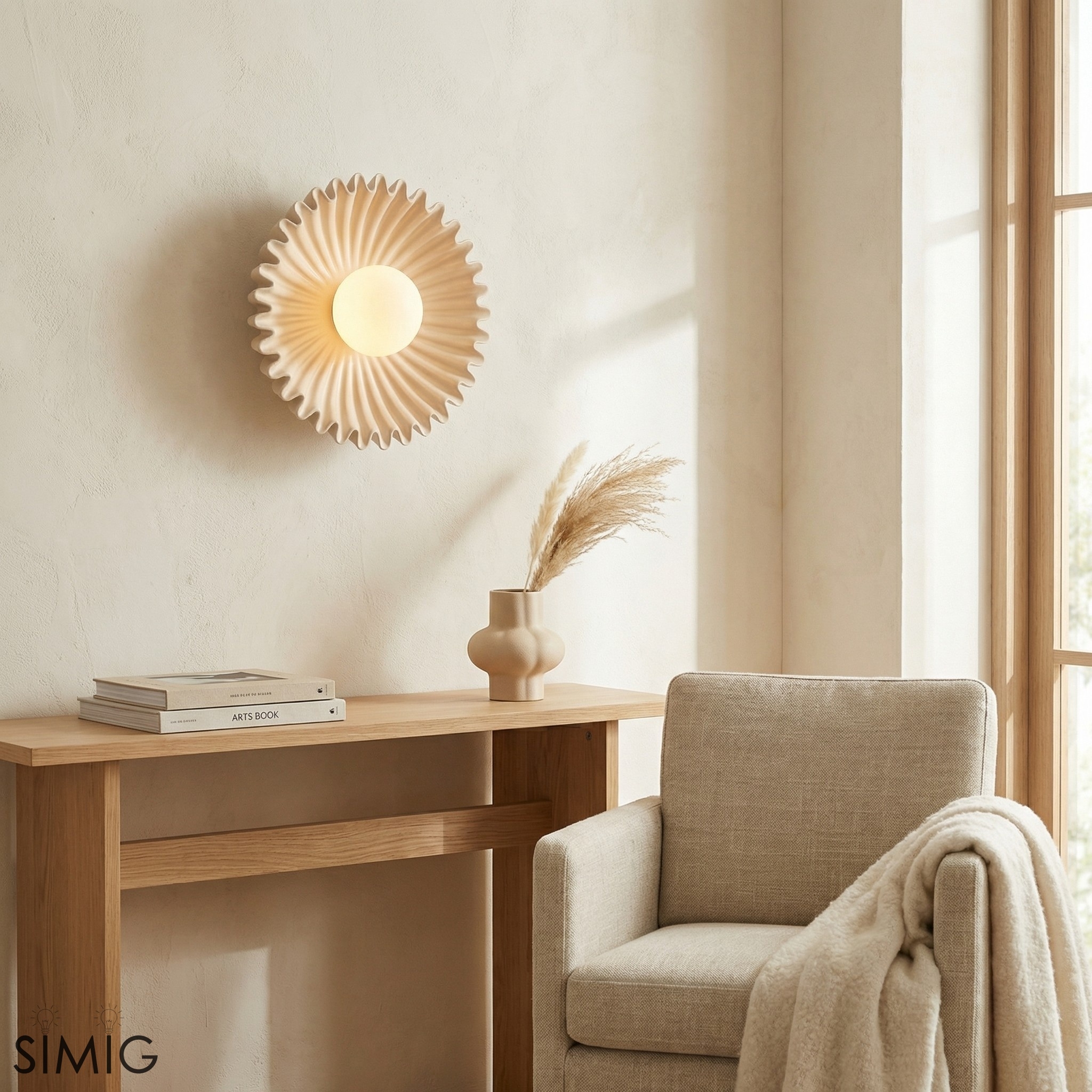 Glova Round Flower  Petal Wall Sconce, Sculptural Accent Light for Bedroom T744
