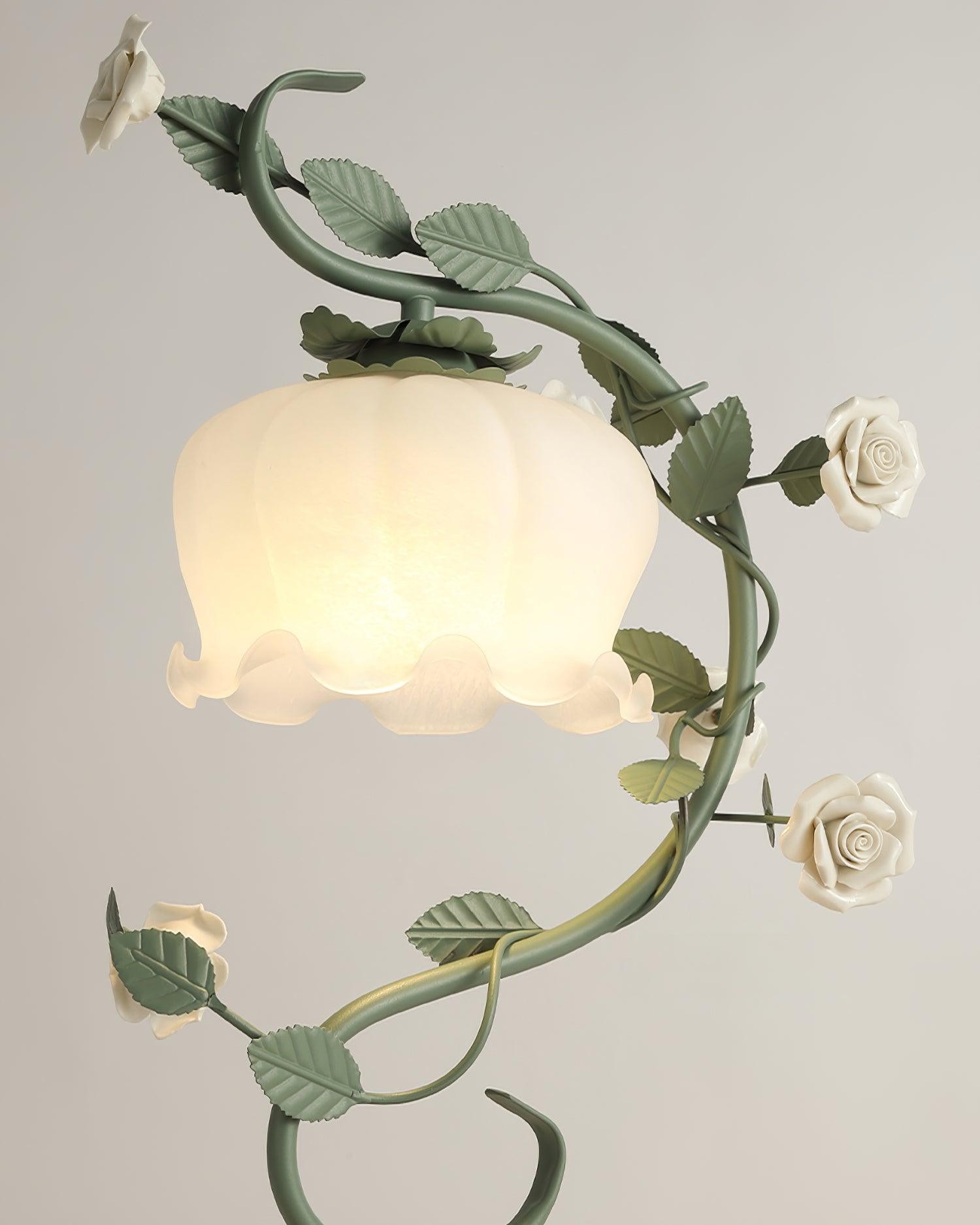 Green Pink White Rose Flower Table Lamp M107