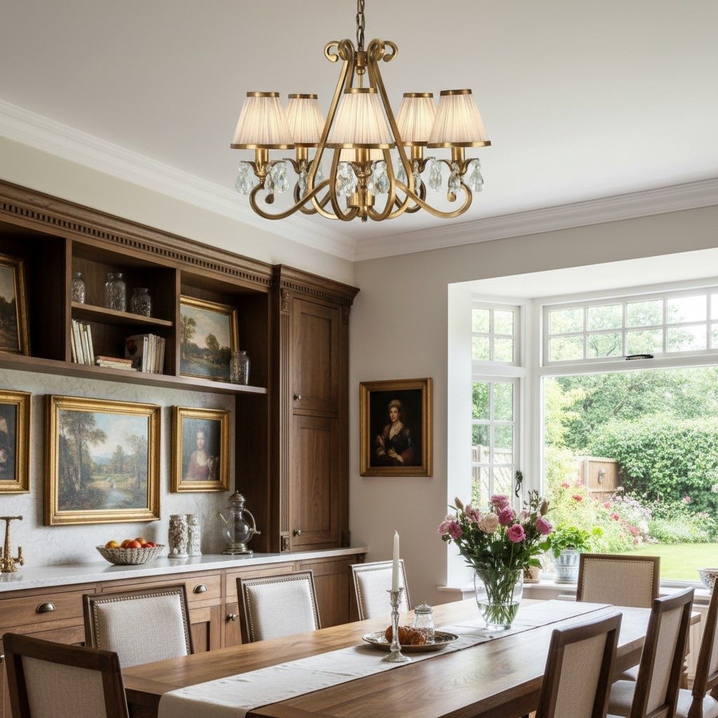 Talonis Multi-light Fabric Chandelier - Elegant Metal Curved Arms for Dining and Living T932
