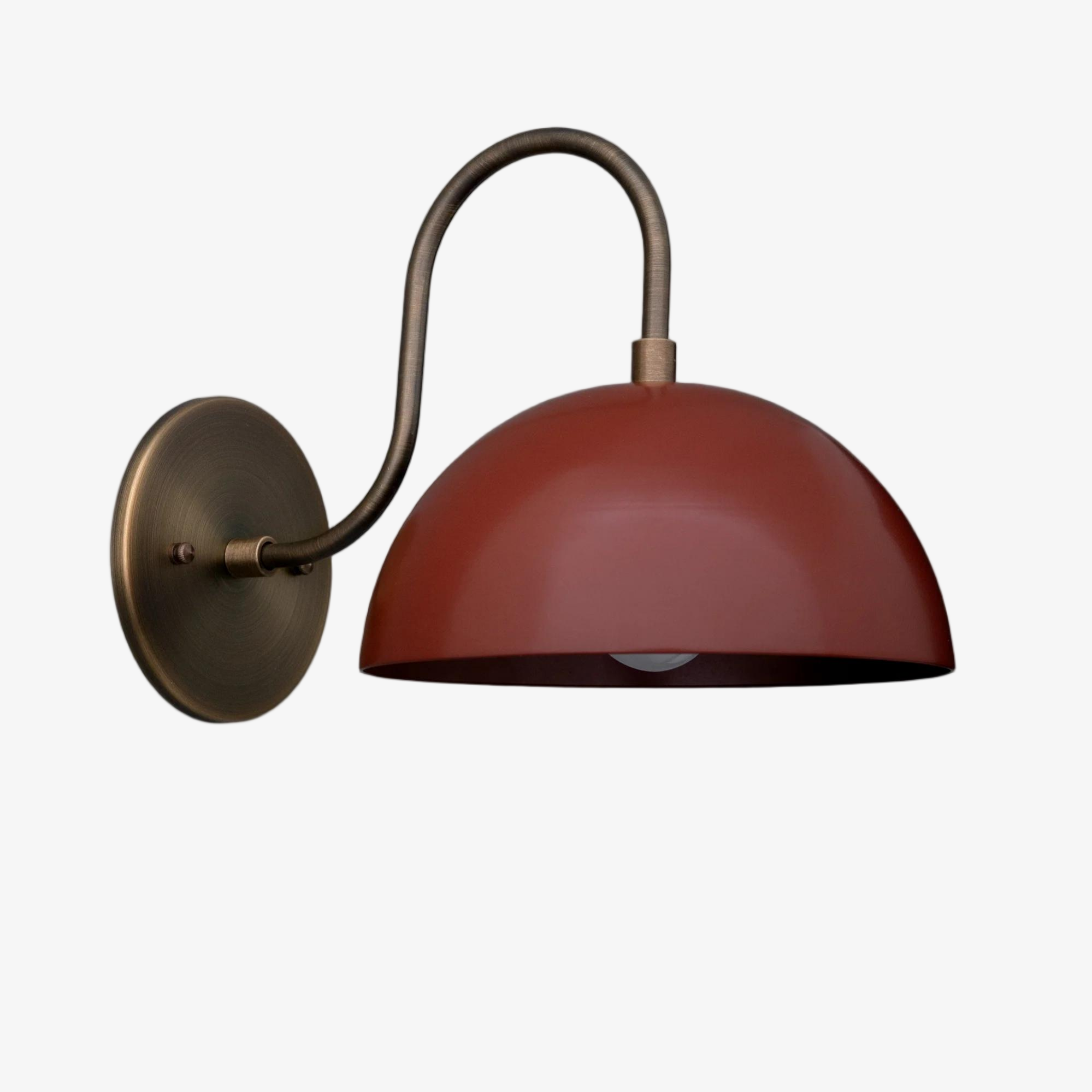 Curva Metal  Industrial Wall Sconce - Curved Brass Arm - Hammered Dome Light Fixture T408