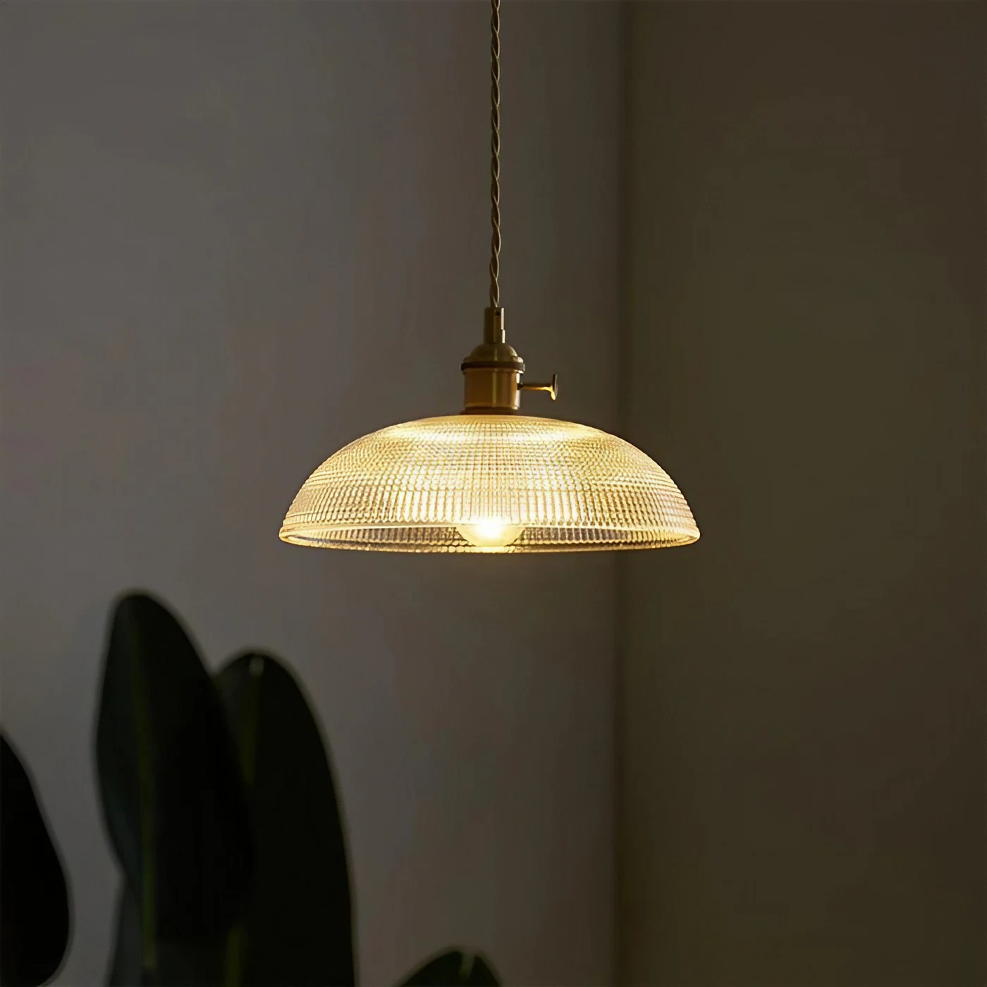 Ribbed Bowl Clear Glass Pendant Light - Classic Retro Dining Room Light S121