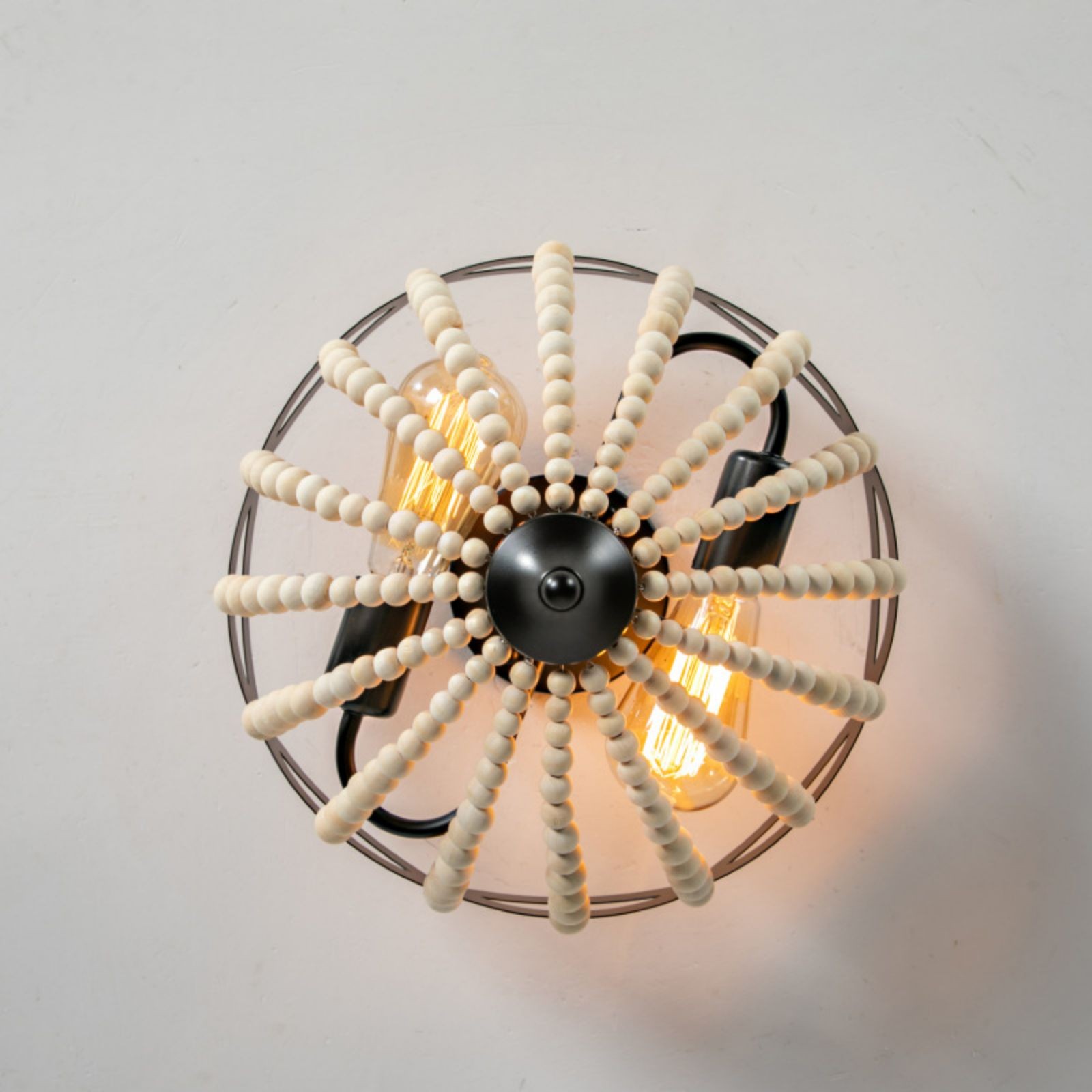 Retro Rustic Metal Wooden Beads Ceiling Lamp S150