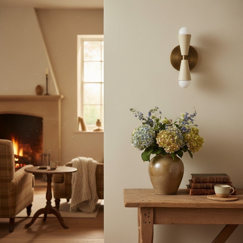 Pyralis  Cone Shade  Double Wall Light - Contemporary Living Room Glow T334