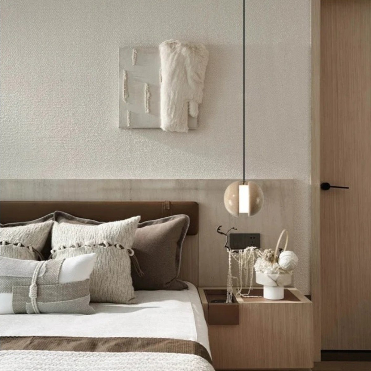 Contemporary Sandwich Shape Travertine Pendant Light S259