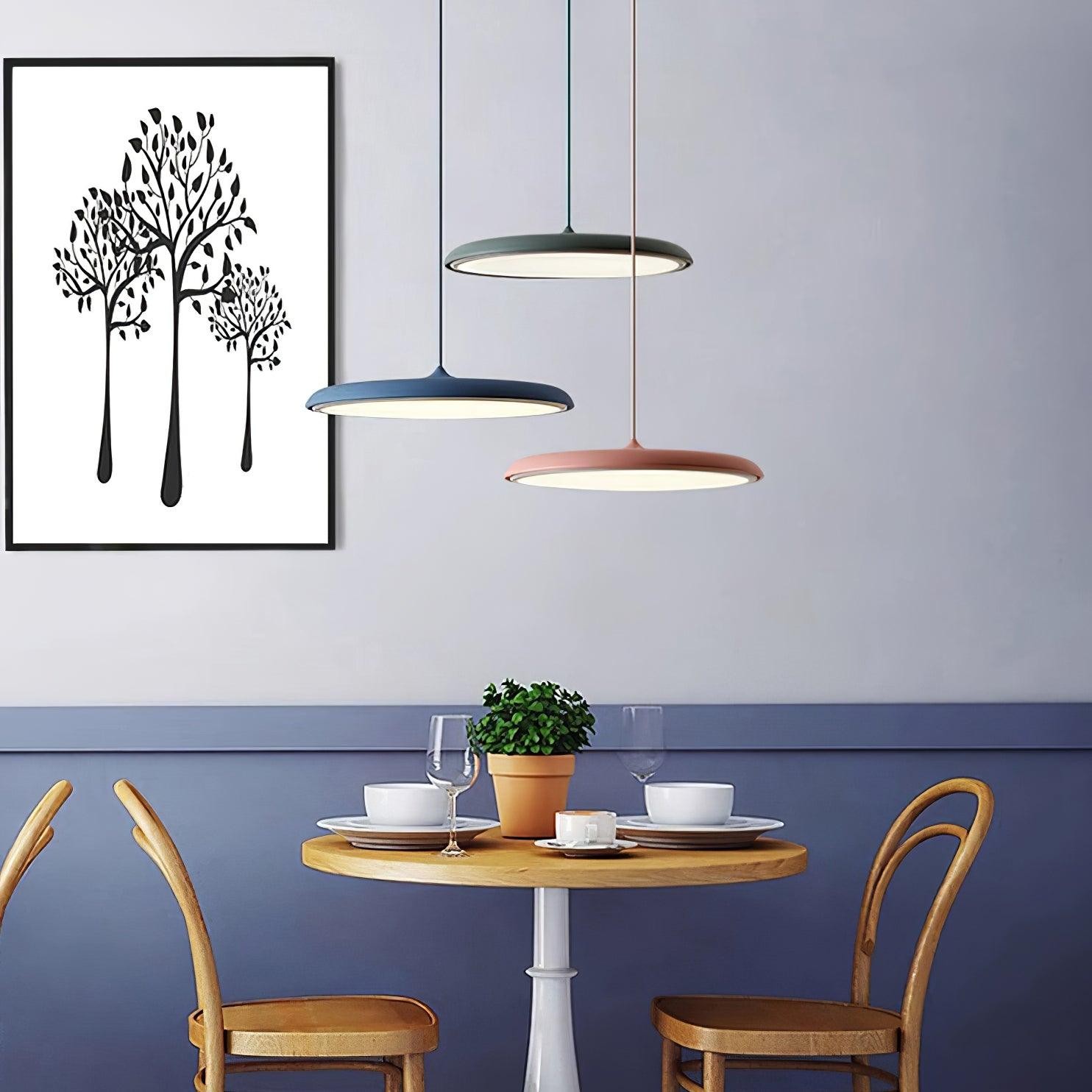 Modern Metal Saucer Pendant Light – Slim Design with LED Lighting M45