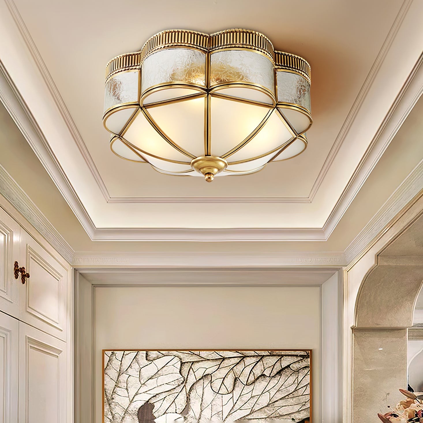 Brass Domed Flush Ceiling Lamp M470