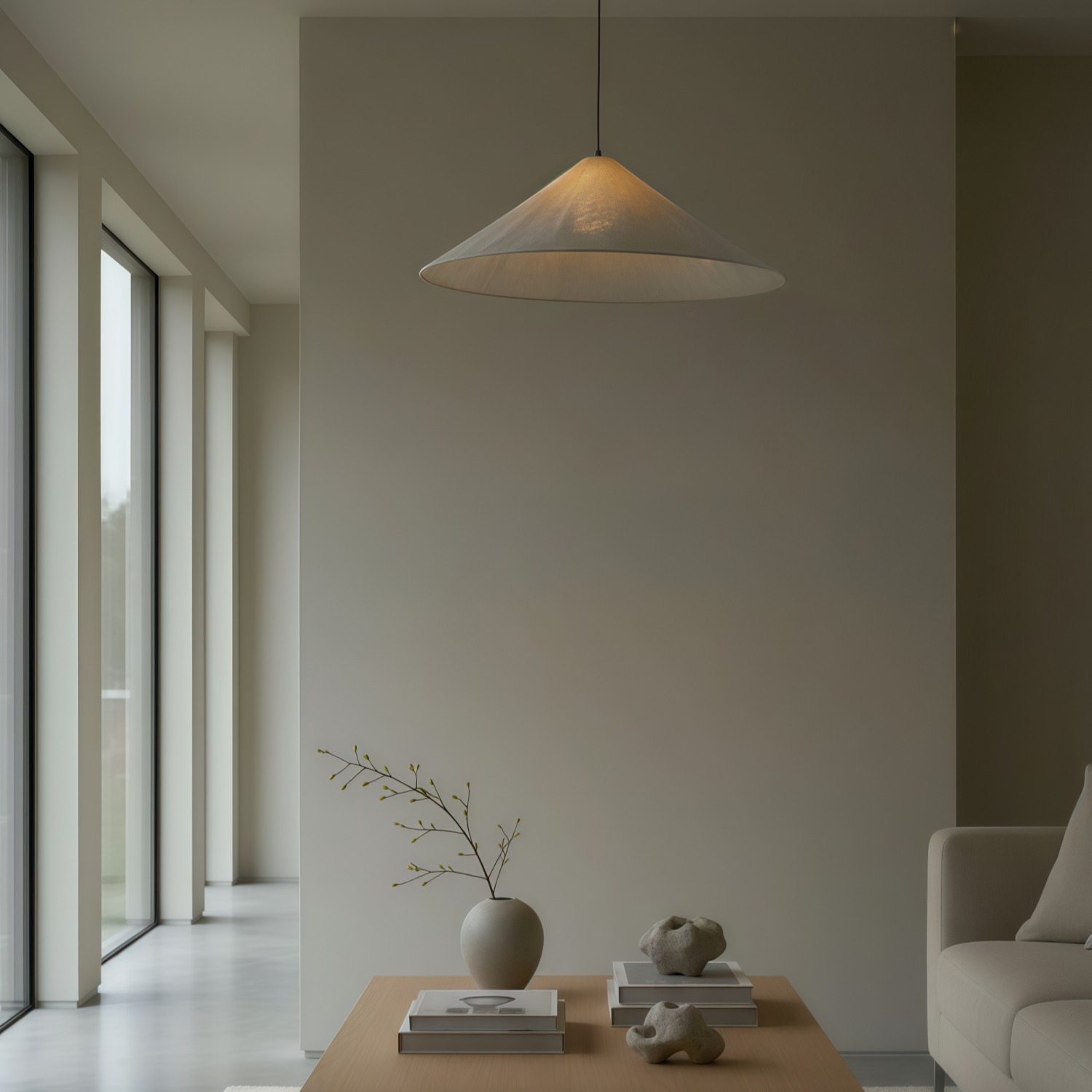 Zalen Textured Linen Pendant Lamp - Neutral Lighting for Living Room T649